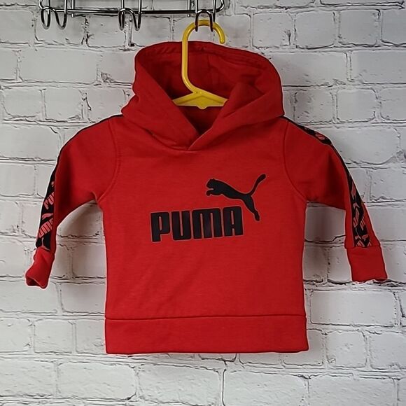 Baby Boys 0-3M Red Puma Hoodie Fleece Sweatshirt Logo Graphic Winter Pullover - Picture 6 of 6